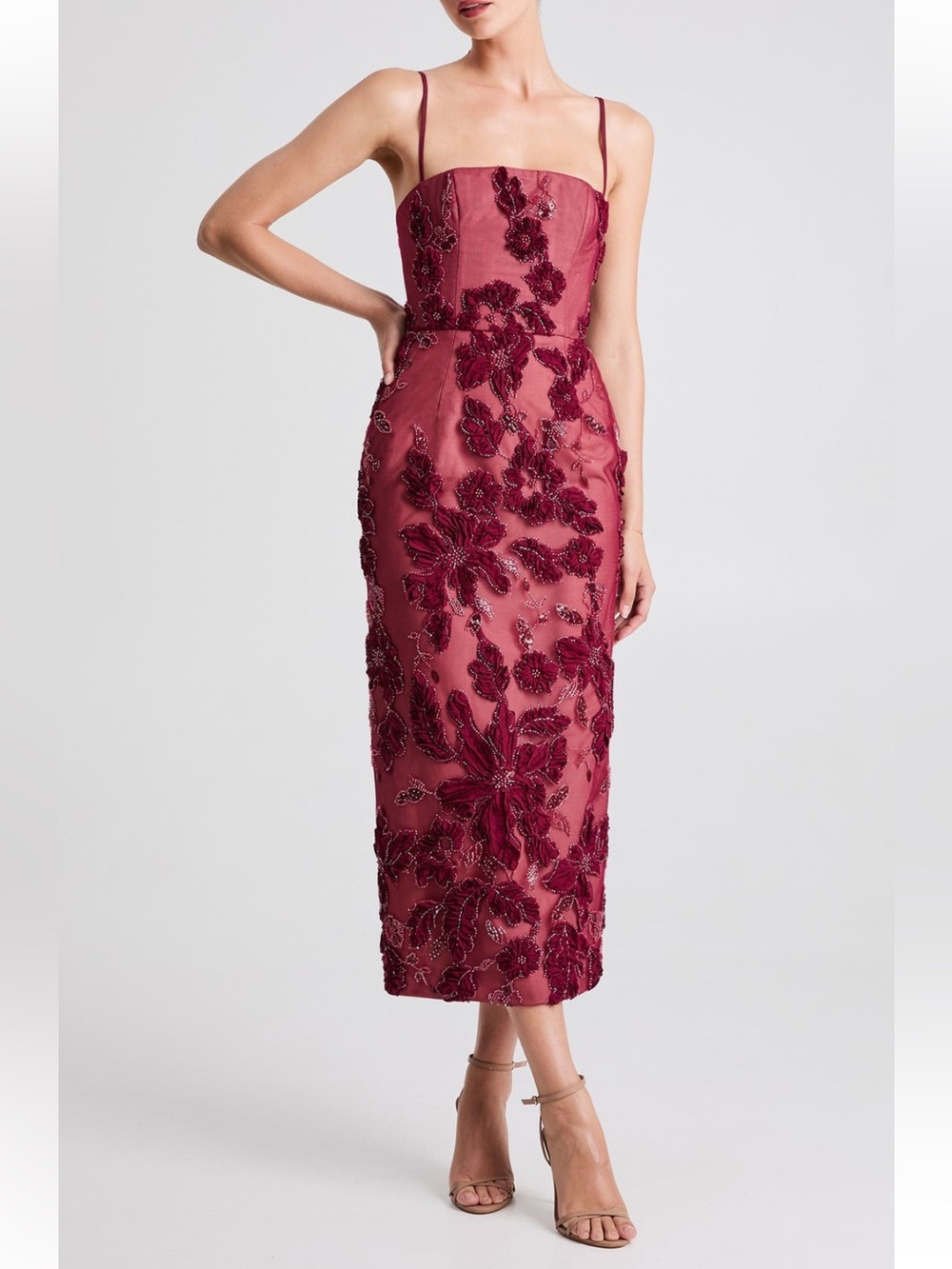 helsi gemma red 3d floral sequin embroidered maxi gown party dress size XS NEW